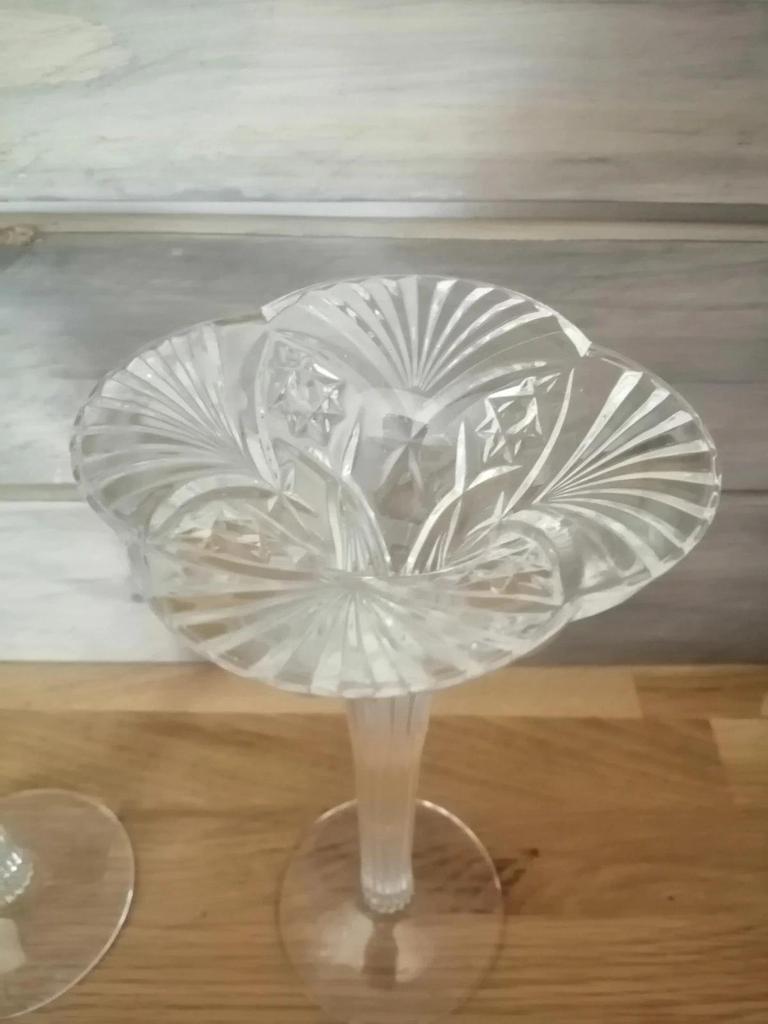 Ancienne paire de bougeoirs cristal d'arques modèle Vincennes
