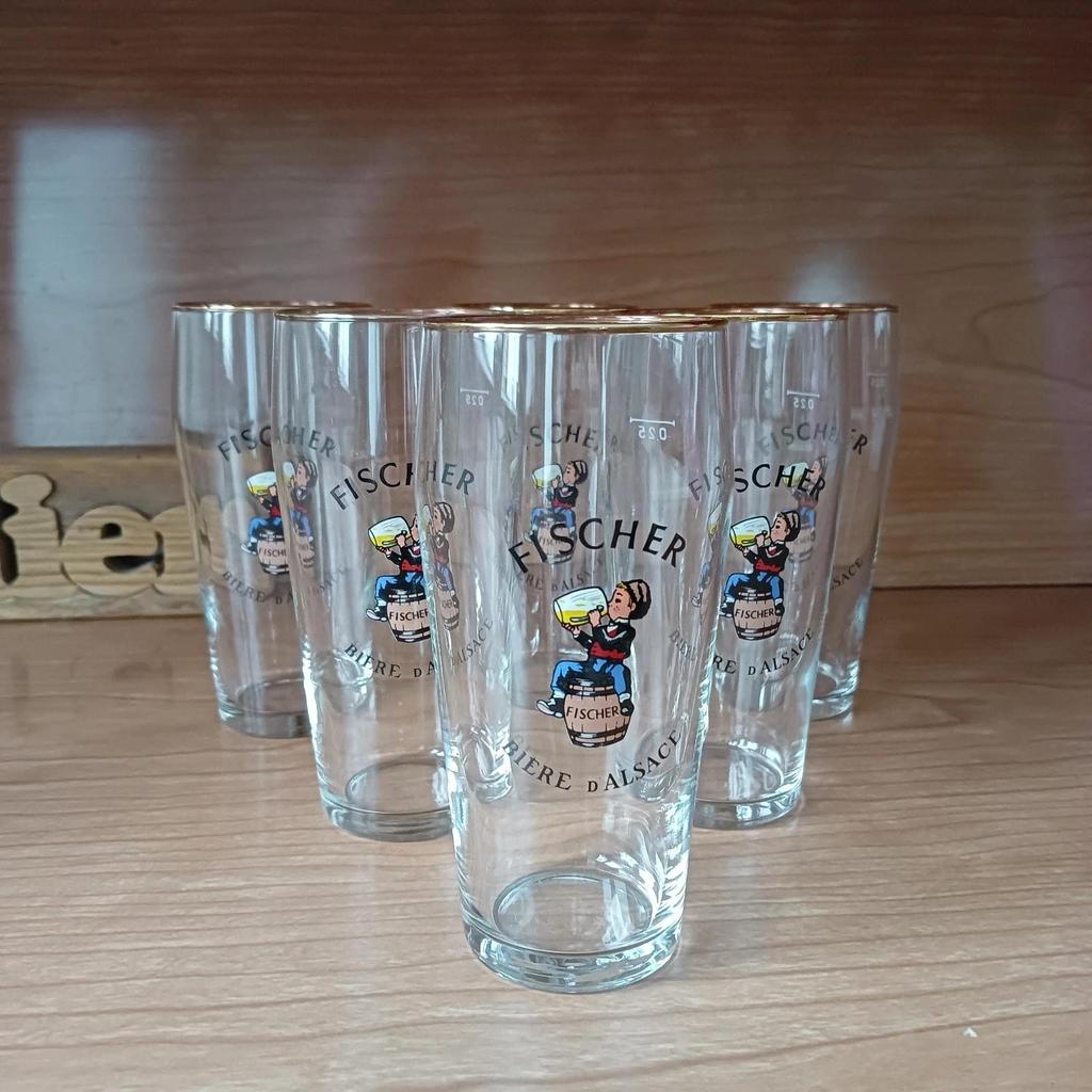 Lot de 6 verres à bière Fischer vintage
