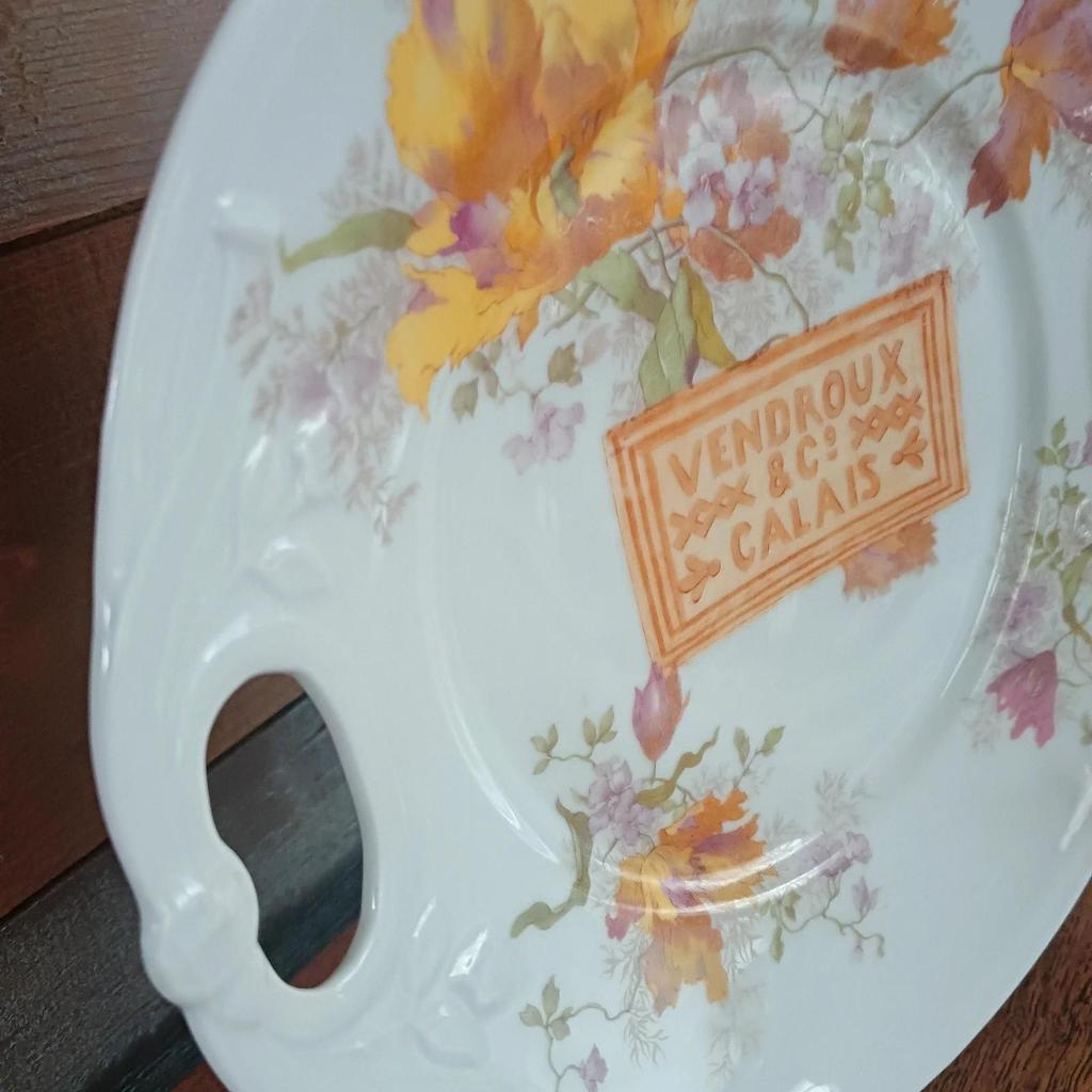 Magnifique ancien plat à gâteau publicitaire