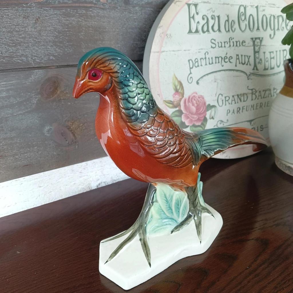 Très joli faisan Art Déco en céramique signé Gf