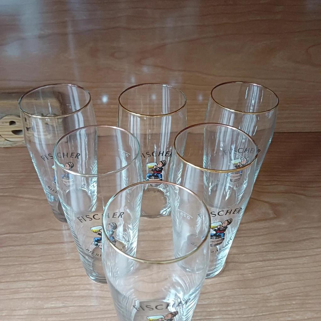 Lot de 6 verres à bière Fischer vintage