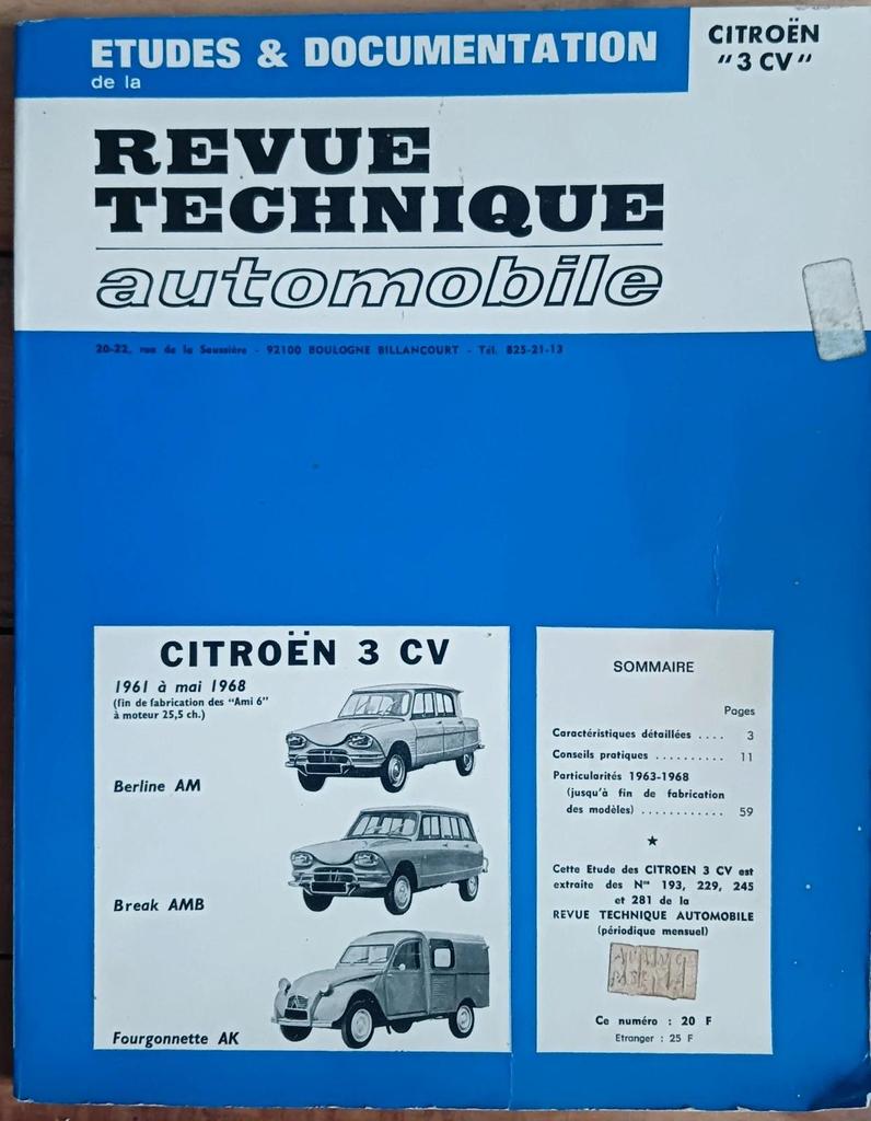 Revue technique Citroen 3cv