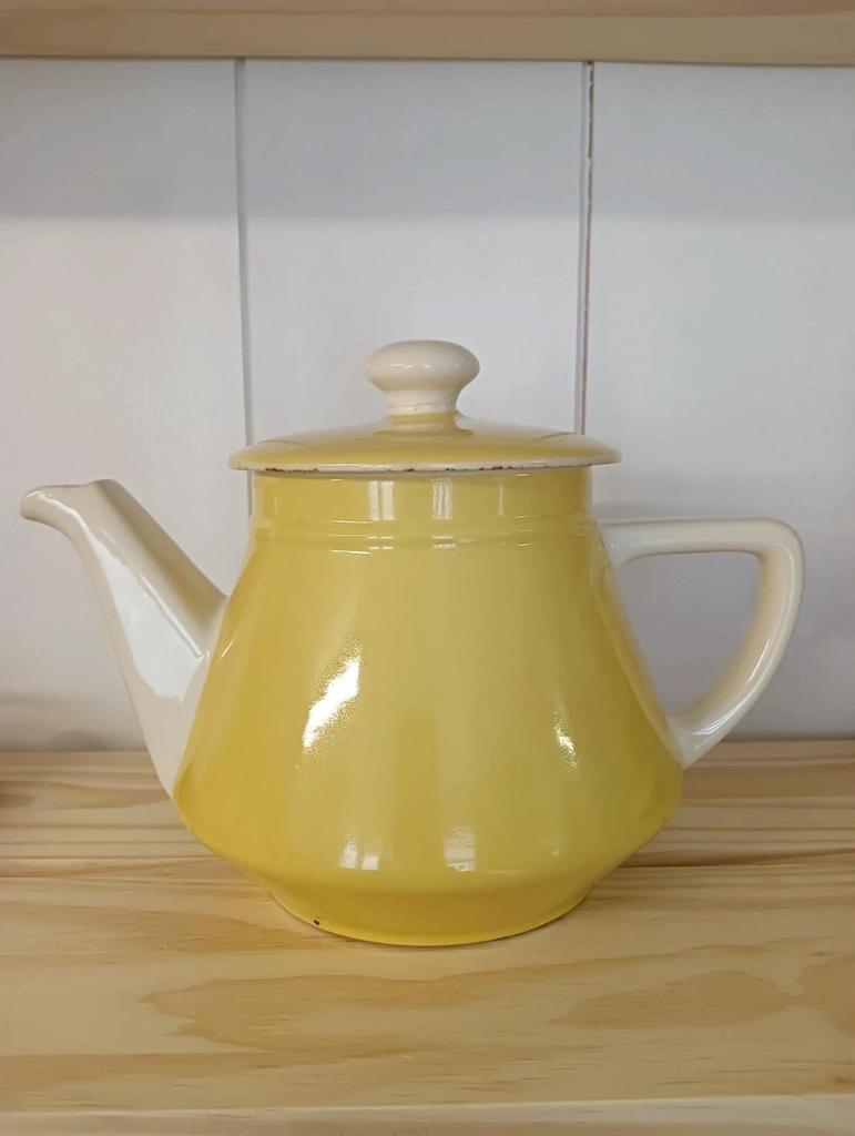 Très jolie ancienne théière Villeroy et Boch jaune et blanche