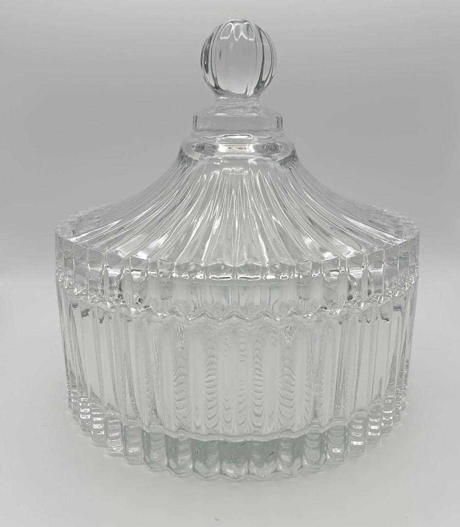 Très jolie grande bonbonnière vintage en verre