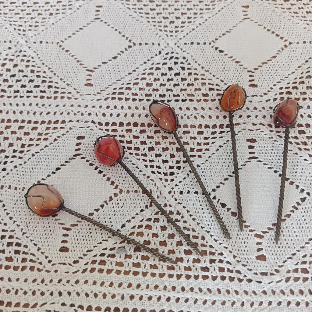 Lot de 5 très jolis pics à cocktails vintage